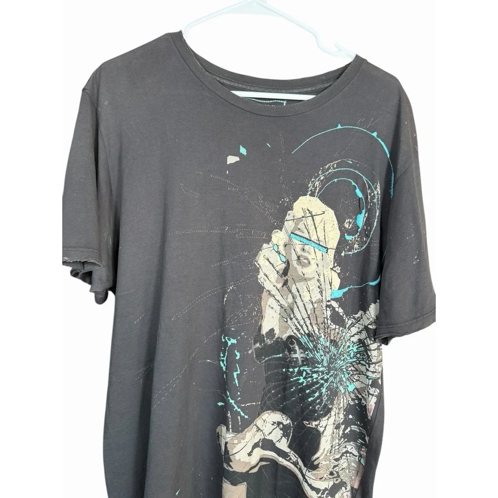 Monarchy Los Angeles Men's XL Graphic T-Shirt Black‎ Distressed Abstract Grunge - Picture 2 of 9